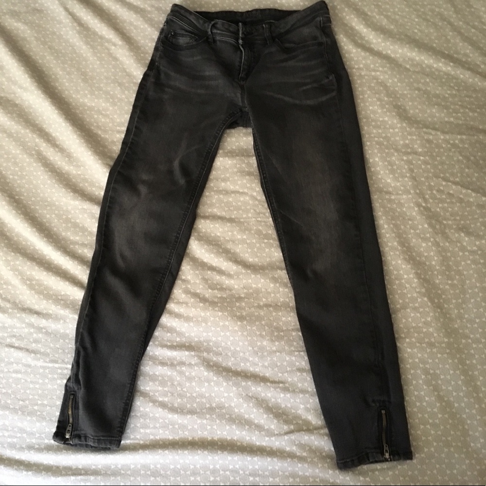 Zara Basics Z1975 dark grey jeans w zip hem